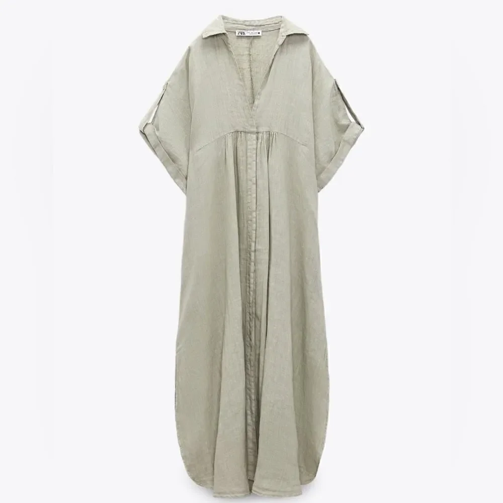 ZARA 100% LINEN DRESS - Picture 6 of 7
